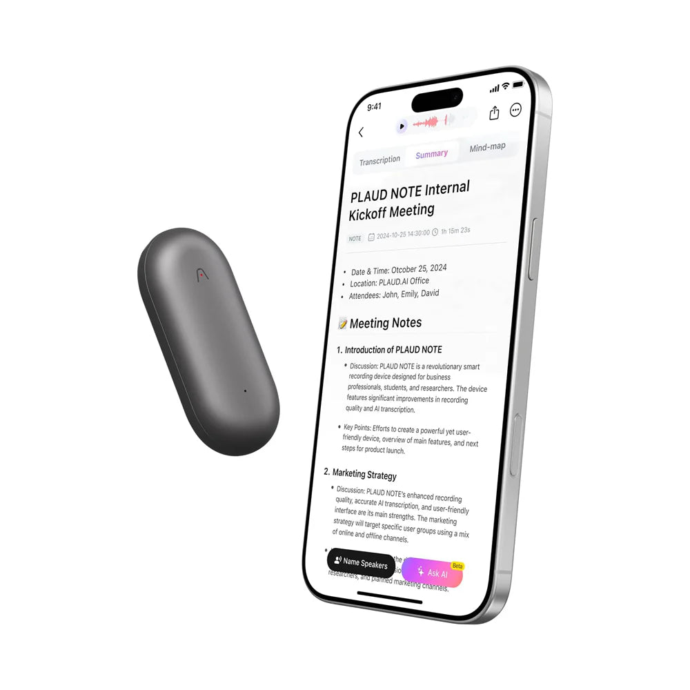 NotePin AI Voice Recorder - Grey by PLAUD