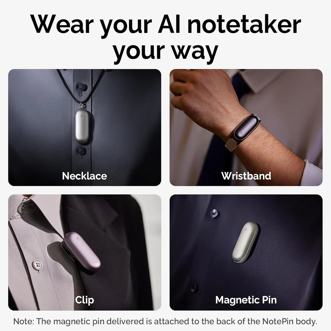 NotePin AI Voice Recorder - Grey by PLAUD